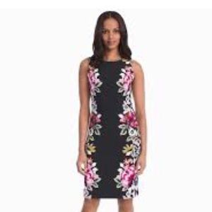 Whitehouse BlackMarket Black Floral Sheath dress